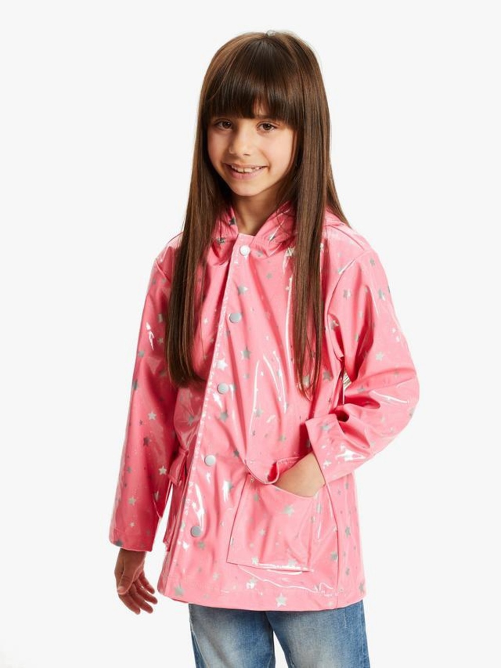 Hatley Metallic Pink Stars Raincoat Girls 5